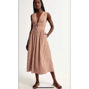 Abercrombie & Fitch Tan Midi Dress
